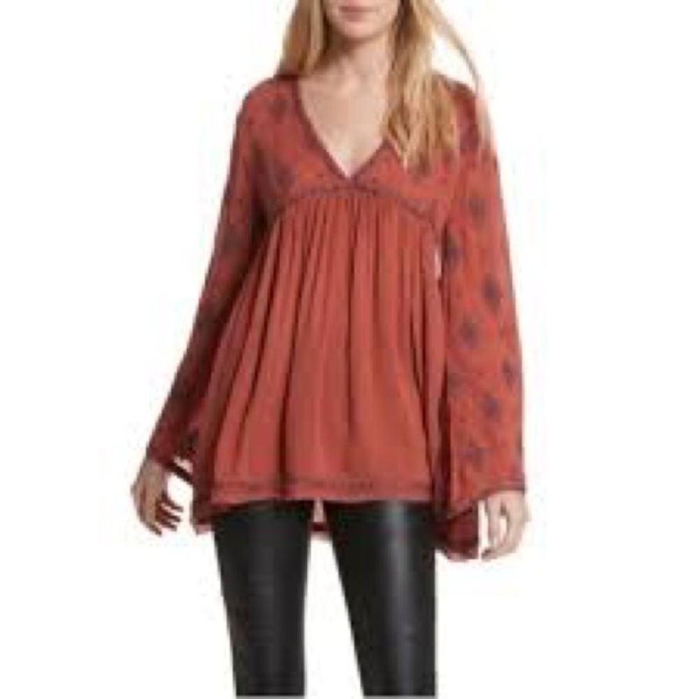Orange Free People long sleeve blouse